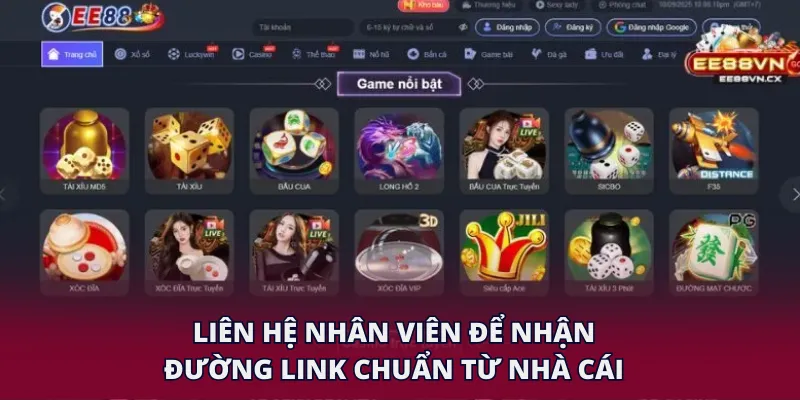 Liên hệ nhân viên để nhận đường link chuẩn từ nhà cái